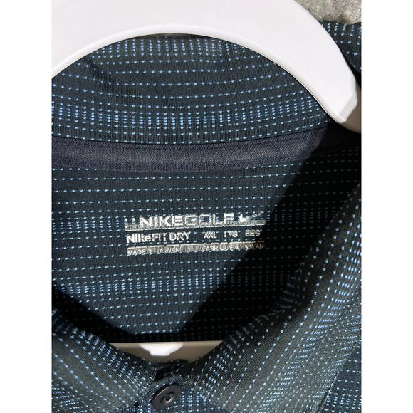 NIKE GOLF Fit Dry Polo Shirt Mens Size XXL Stretch Black Blue Short Sleeve - Picture 3 of 10